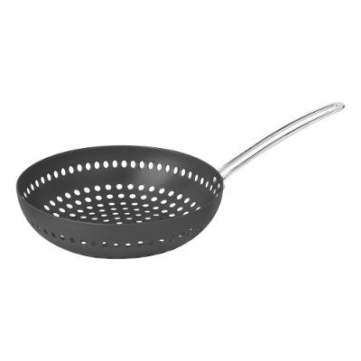 Grelha Wok Furada Churrasco Alumínio Anodizado Cabo 26 Cm