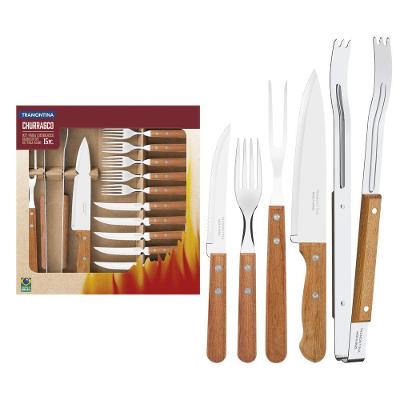 Kit Para Churrasco Em Aço Inox Natural 15 Peças
