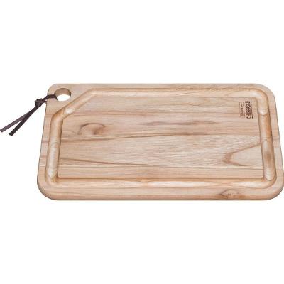 Tábua Para Churrasco Retangular Em Madeira Teca Com Acabamento Natural 49 X 28 Cm