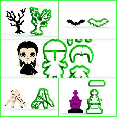 Cortador Kit Wandinha Addams - 5 Modelos Tamanho 7 Cm