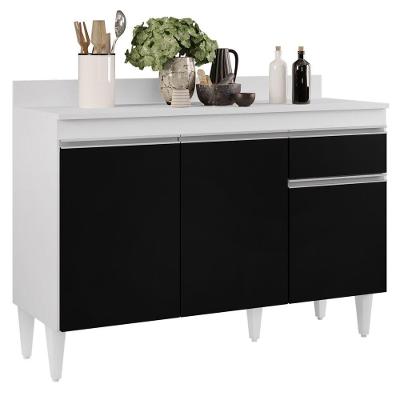 Balcão Gabinete 120cm Com Tampo 3 Portas 1 Gaveta Branco