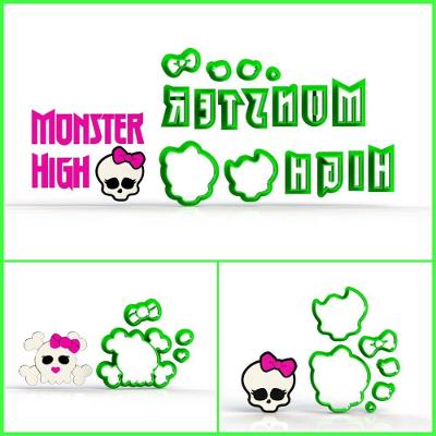 Cortador Kit Monster High 3 Modelos Modulares Tamanho 5 Cm