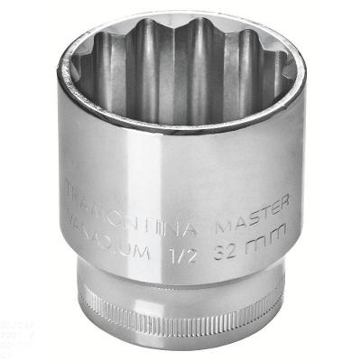 Soquete Estriado 30 Mm Encaixe 1/2" Em Aço Cromo Vanádio Com Acabamento Cromado
