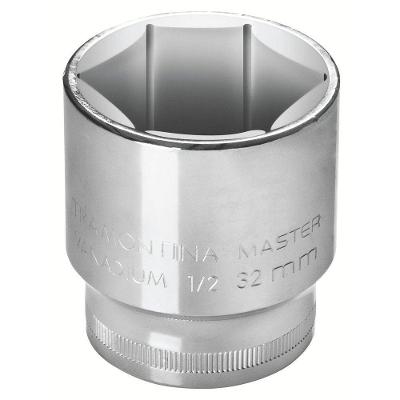 Soquete Sextavado 8 Mm Encaixe 1/2" Em Aço Cromo Vanádio Com Acabamento Cromado