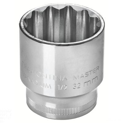 Soquete Estriado 13 Mm Encaixe 1/2" Em Aço Cromo Vanádio Com Acabamento Cromado