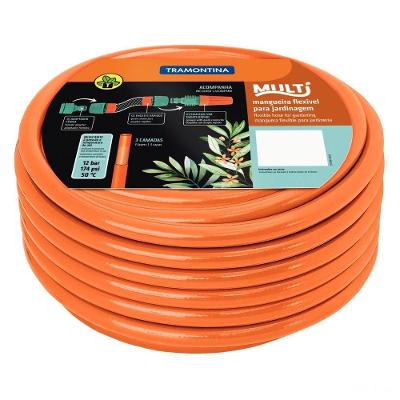 Mangueira Multi 1/2" Laranja Em Pvc 3 Camadas 25 M Com Engates Rápidos E Esguicho