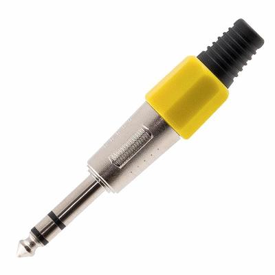 Plug P10 Stereo Metal Com Corpo Plastico Amarelo