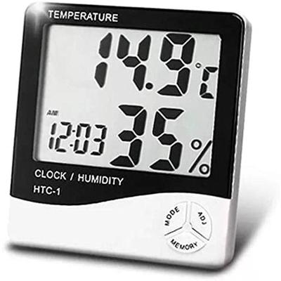 Termo Higrometro Relogio Medidor De Temperatura Digital Humidade De Mesa