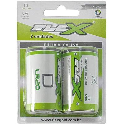 Pilha Flex D Alcalina 2 Unidades
