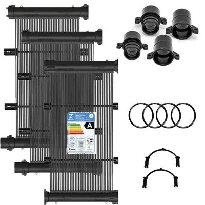 Conjunto 24 Placas E Terminações Para Aquecimento Solar De Piscinas Até 24m² Ou 34mil Litros