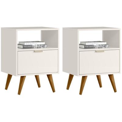 Kit 2 Mesas De Cabeceira Com 1 Gaveta 14050 Off White Crista