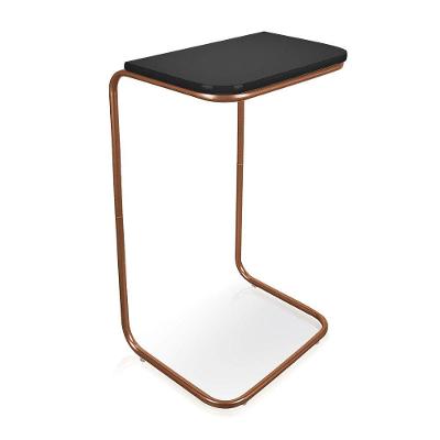 Mesa Lateral Tampo Multiuso P/ Sofá Base Bronze Preto