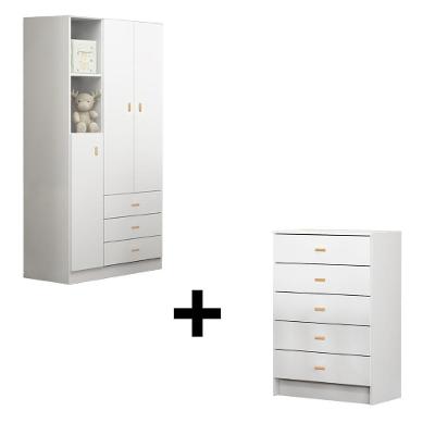 Conjunto Guarda Roupa + Comoda Ditália Bb-322+bb-120 Branco