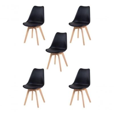 Kit 5 Cadeiras Charles Eames Leda Saarinen Preta Preto