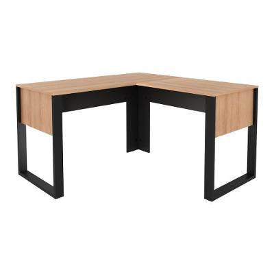 Mesa De Canto Para Escritório 136cm Multimóveis Cr25263 Amêndoa-preto Amêndoa-preto