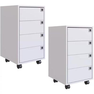 Kit 2 Gaveteiros Para Escritorio 4 Gavetas Ob001 Branco Pp Milani Store Branco