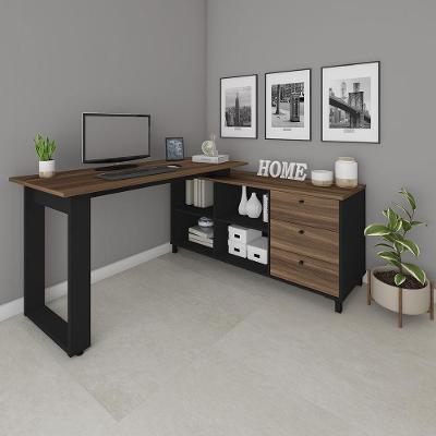 Mesa De Computador Em L Barcelona Ipê Preto