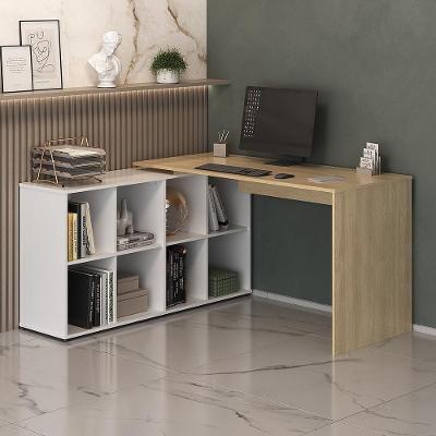 Mesa De Computador Em L 8 Nichos Delaware Carvalho Branco