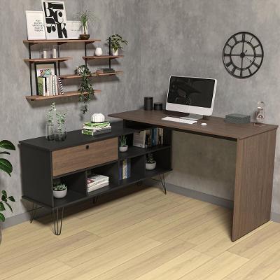 Mesa De Computador Em L 1 Porta Colorado Ipê Preto