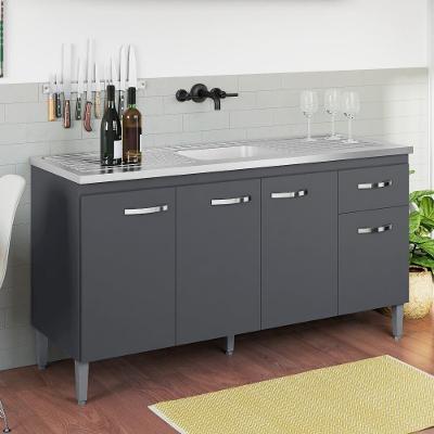 Balcão De Cozinha 4 Portas 1.5 Exeter Cinza Fosco