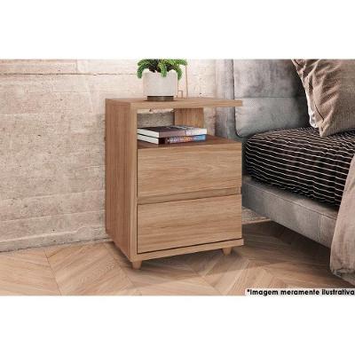 Mesa Cabeceira Casal Campeche c/ 2 Gavetas Jequitibá Brilho - Henn