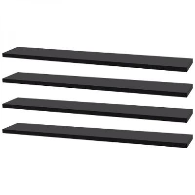 Kit 4 Prateleiras 60 X 10cm Preta Suporte Invisível