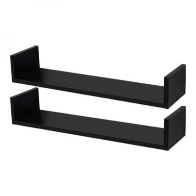 Kit 2 Prateleiras U 60 X 15cm Preta Suporte Invisível