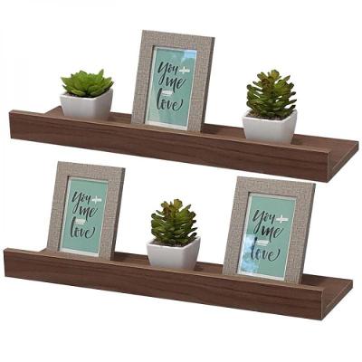 Kit 2 Prateleiras Porta Quadros 90 X 15cm Nogal Suporte