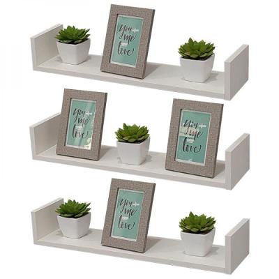 Kit 3 Prateleiras em U 90X20cm Branco com Suporte Invisível