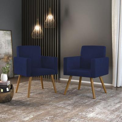 Kit 2 Cadeiras Escritório Poltrona Azul Marinho