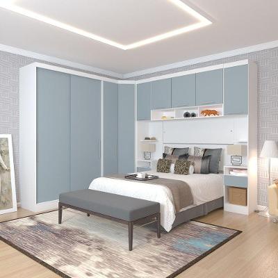 Quarto De Canto Casal Com Guarda Roupas Cabeceira E Mesas De Cabeceira Alpes Luciane Móveis Branco Pf Com Grey Sky Pf