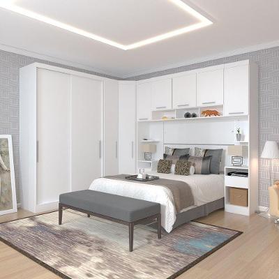 Quarto De Canto Casal Com Guarda Roupas Cabeceira E Mesas De Cabeceira Alpes Luciane Móveis Branco Pf Com Branco Pf