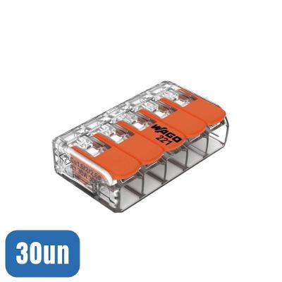 30 Conectores Automático 221-615 Até 6,0mm 5 Polos 41a - Wago