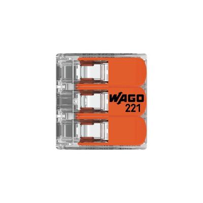 3 Conectores Emenda 4mm 3 Polos 221-413 - Wago