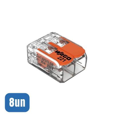 8 Conectores Automáticos Até 6,0mm 2 Polos 41a 221-612 - Wago