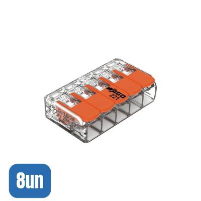 8 Conectores Emenda 4mm 5 Polos 221-415 - Wago