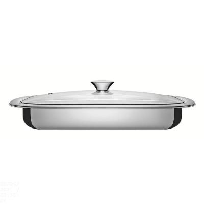 Assadeira Tramontina Cosmos Retangular Em Aço Inox Com Tampa De Vidro 39 Cm 3,2 L Tramontina