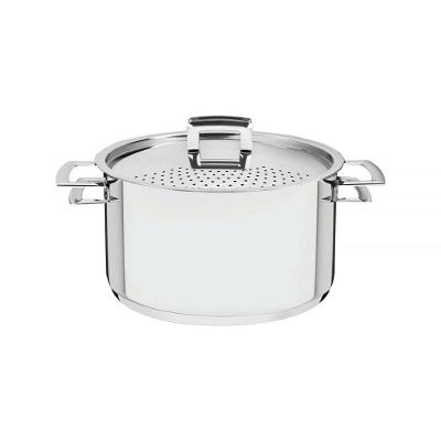 Espagueteira Tramontina Brava Em Aço Inox Com Fundo Triplo Tampa E Alças 24 Cm 6,1 L Tramontina