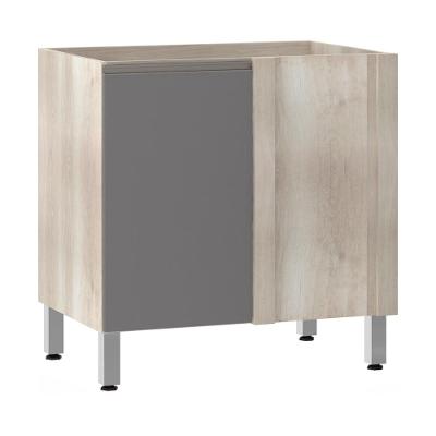 Balcão Sem Tampo Canto Reto Luciane 80cm Luci Legno Crem e Cinza Puro