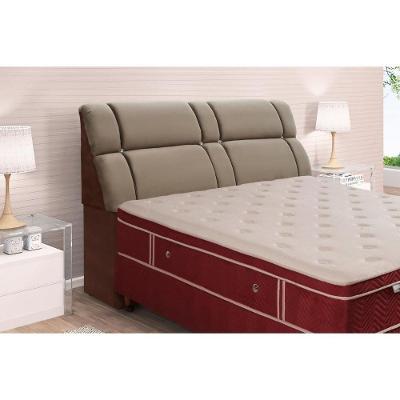 Cabeceira Cama Box Estofada Casal Casal Imperador Suede Cinza/Negro - Simbal