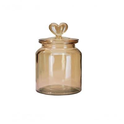 Pote Vidro Hermético âmbar Decor Afeto Coração 650ml