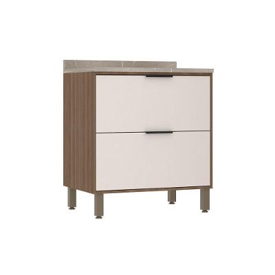Balcão De Cozinha 80cm 2 Gavetões Com Tampo Aspen Luciane Móveis Vanilla/beige