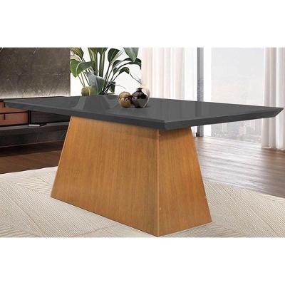 Mesa para Cozinha Luna + Tampo Madeirado Curvo 180x90cm Grafite/Imbuia - Rufato
