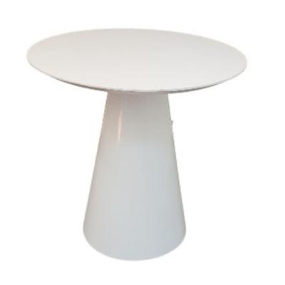 Mesa Lateral Cone Redonda 41 Cm Tampo Laca Branca Base Branca Cor Branco