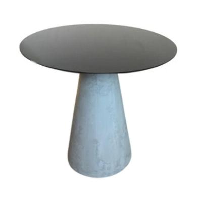Mesa Lateral Cone Cimento Rústico Tampo Laqueado 41 Cm Preto