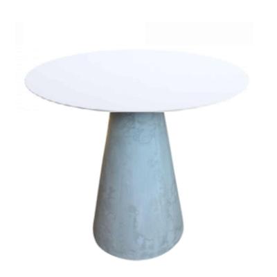 Mesa Lateral Cone Cimento Rústico Tampo Laqueado 41 Cm Branco