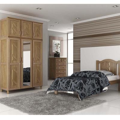 Guarda-roupa 6 Portas Espelho Cama Cômoda Madeira Imbuia