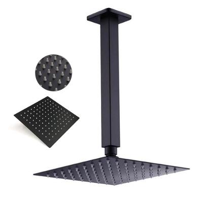 Ducha Chuveiro Inox Quadrado 20X20 Suporte Teto Preto Fosco