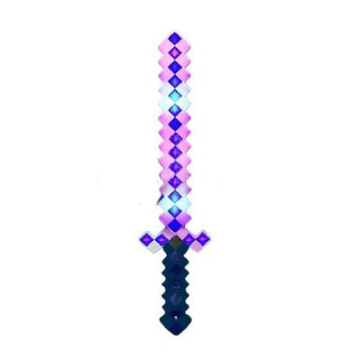 Brinquedo Espada Pixel 58Cm Diamante Com Som E Luz À Pilha - Azul