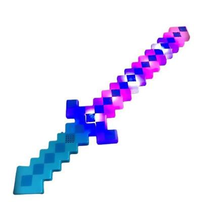 Brinquedo Espada Pixel 58Cm Diamante Com Som E Luz À Pilha - Azul